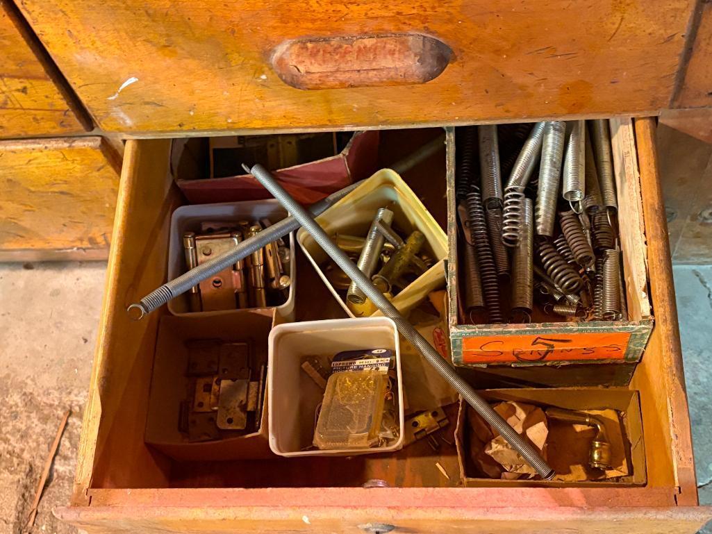 (24) DRAWERS WITH CONTENTS: SCRAP METALS, CHISELS, ELECTRIC HAND TOOLS,