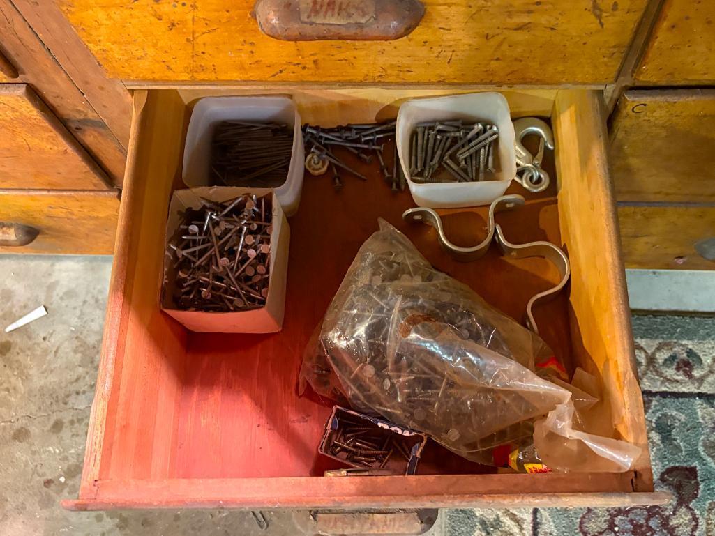 (24) DRAWERS WITH CONTENTS: SCRAP METALS, CHISELS, ELECTRIC HAND TOOLS,