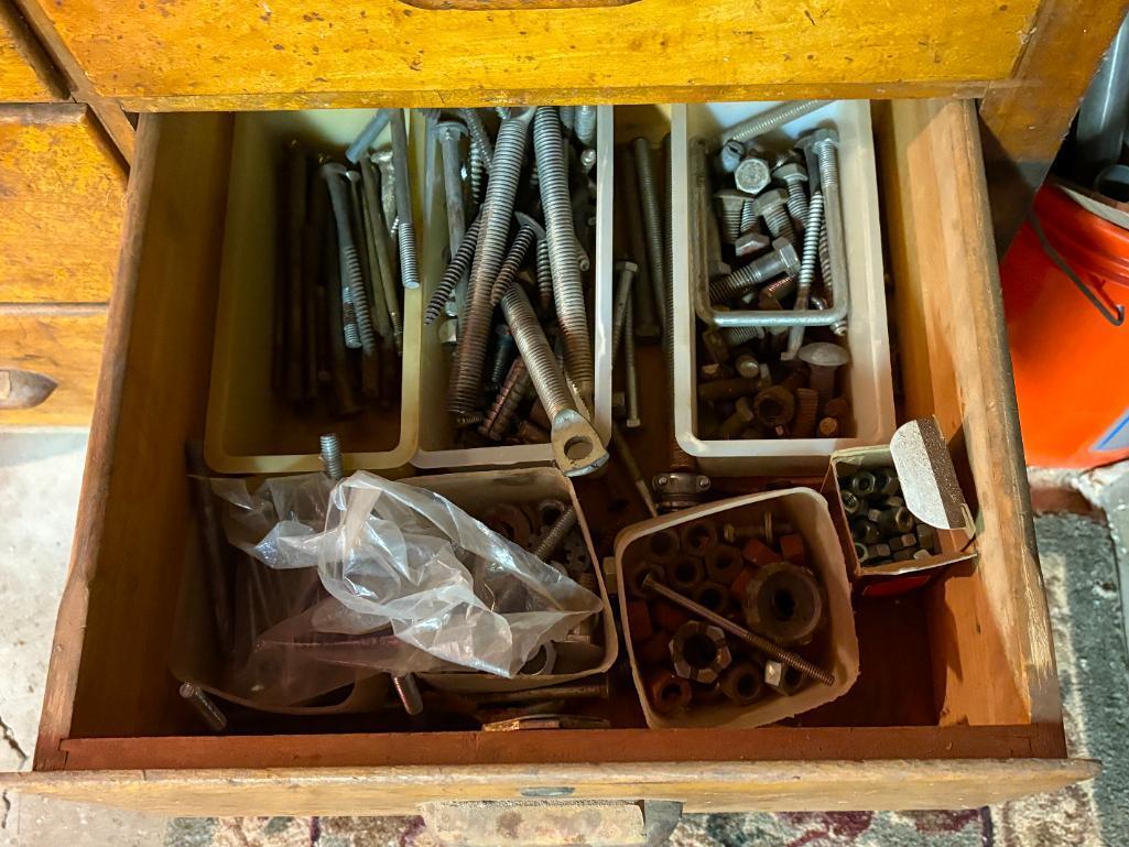 (24) DRAWERS WITH CONTENTS: SCRAP METALS, CHISELS, ELECTRIC HAND TOOLS,