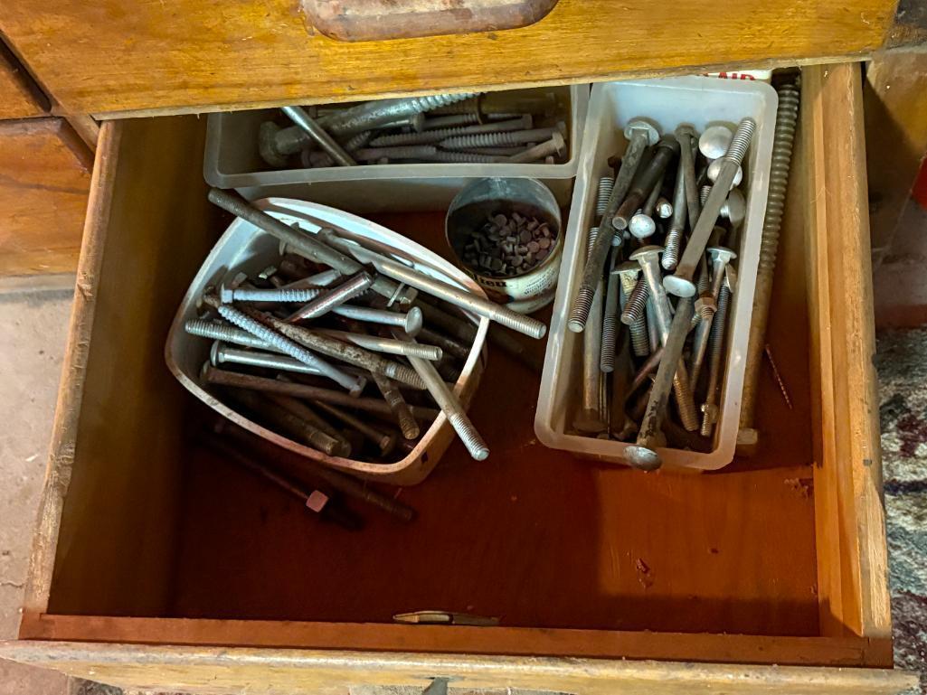 (24) DRAWERS WITH CONTENTS: SCRAP METALS, CHISELS, ELECTRIC HAND TOOLS,