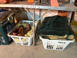 (3) LAUNDRY BASKETS WITH ASSORTED RUGS, BATHROOM