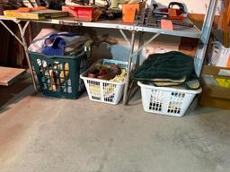 (3) LAUNDRY BASKETS WITH ASSORTED RUGS, BATHROOM