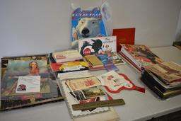 BOX WITH MISC COCA COLA SIGNS, STICKERS, BOOKS ETC.