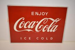 ENJOY COCA-COLA ICE COLD TIN COKE SIGN