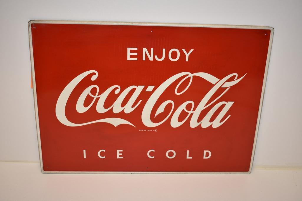 ENJOY COCA-COLA ICE COLD TIN COKE SIGN