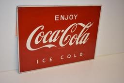 ENJOY COCA-COLA ICE COLD TIN COKE SIGN