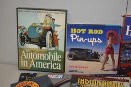 BOX WITH MISC CAR BOOKS/MAGAZINES