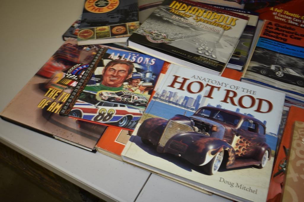 BOX WITH MISC CAR BOOKS/MAGAZINES