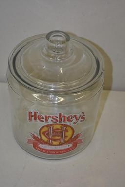 HERSHEYS CHOCOLATE CLEAR GLASS COOKIE JAR