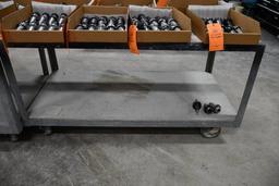 METAL SHOP TABLE ON CASTERS 5' X 30" NO CONTENTS