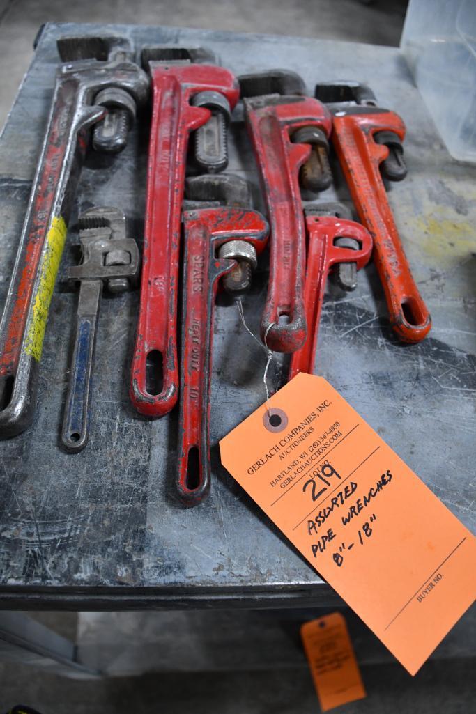 ASSORTED PIPE WRENCHES, 8-18"