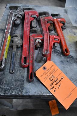 ASSORTED PIPE WRENCHES, 8-18"