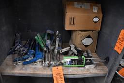 CONTENTS OF SHELF; CAULK GUNS, DOUBLE CAULK GUNS, GLUE CAULK GUNS, GLUE, ETC, NOT CABINET