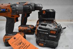 2 RIDGID 18V IMPACT DRIVER WITH 5 BATTERIES, CHARGING STATION