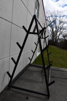2 SIDED CANTILEVERED METAL STOCK RACK WITH 2" CASTERS, 78" X 40" X 70"H