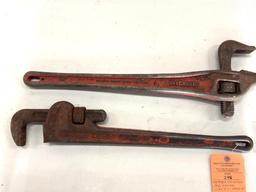 (2) RIDGID HEAVY DUTY PIPE WRENCHES (1) 24" AND (1) OFFSET 24"
