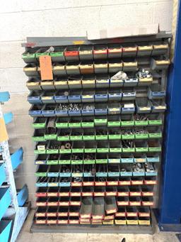 METAL PARTS BIN 150 BINS, 9"D X 39"W X 69"H WITH CONTENTS: HARDWARE, BOLTS,