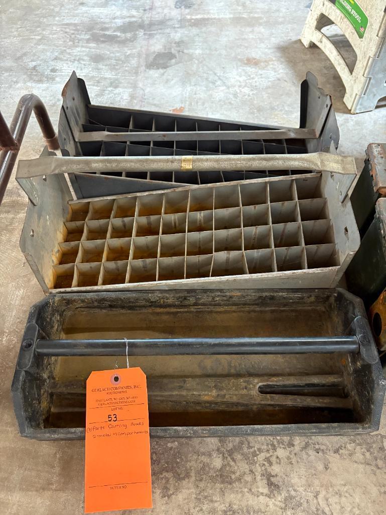 (3) PARTS CARRYING BOXES 2-METAL W/COMPARTMENTS