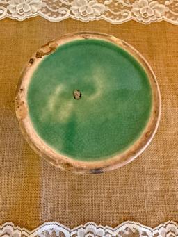 1930's ANTIQUE MCCOY GREEN POTTERY PITCHER WITH ASPARAGUS DESIGN