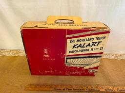 VINTAGE KALART "THE MOVIELAND TOUCH KALART EDITOR-VIEWER 8 MARK II", BOX 4 1/4"D X 11 1/2"H X 14 ...