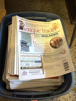 REMINISCE PAST COLLECTORS INTERESTS BLUE BIN W/2003 - 2004 ANTIQUE TRADER NEWSPAPER