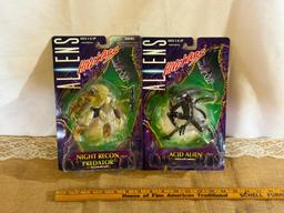 (2) ALIENS ACTION FIGURES- ACID ALIEN, AND NIGHT RECON PREDATOR, NEW IN BOX