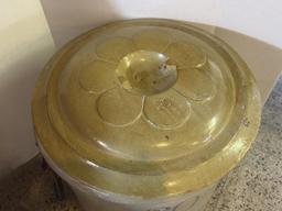 20 GALLON RED WING CROCK, WING IS APPROX 5" ACROSS, 20.5" TALL, LID IS MARKED "20' AND IS