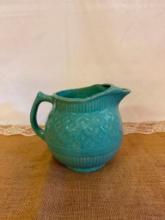 VINTAGE TURQUOISE RRP ROBINSON RANSBOTTOM POTTERY PITCHER, 5 3/4"T MID 20TH CENTURY