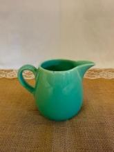 VINTAGE POTTERY CREAMER PITCHER AQUA TURQUOISE 4" TALL