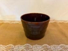 VINTAGE BROWN POTTERY, 8 1/4" DIA X 5 3/4"H