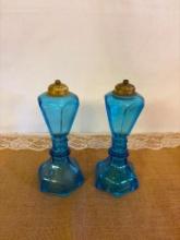 SET OF (2) VINTAGE LAMP STANDS, BASE IS 9" TALL