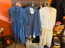 LOT OF ONE POLKA DOT "SWING" SKIRT, ONE VERY VINTAGE SWEET DRESS WITH LIGHT SWEATER AND GUNNYSACK