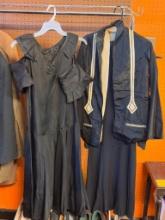 (2) APPROX 1920S TO 1930S BLACK DRESSES. NOTE: LONG SLEEVED DRESS HAS SOME SMALL HOLES,
