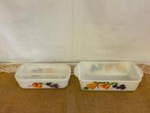 VINTAGE 1960's FIRE KING GAY MILK GLASS LOAF PAN 5 1/2" X 9" WITH HANDLES 11";