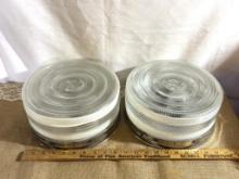 (2) VINTAGE FLUSH MOUNT CEILING LIGHTS, FANTASTIC DESIGN, APPROX 10" ACROSS AND 5" TALL