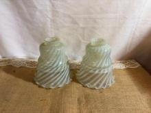 LOT OF (2) FENTON FRENCH OPALESCENT SWIRL GLASS LAMP SHADES, 5.75"TALL