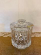 VINTAGE BLEIKRISTALL BAVARIA GERMAN CRYSTAL BISCUIT BARREL JAR WITH LID, 6 1/4" TALL