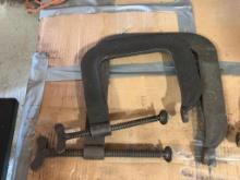 (2) C-CLAMPS, 12"D X 8" OPENING, AND 6"D X 6" OPENING
