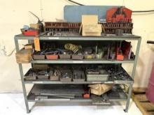STEEL SHELVING UNIT, 18-1/2"D X 60-1/2"W X 46"H, WITH CONTENTS: ASSORTED PARALLES BARS, VARIOUS
