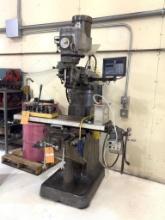 BRIDGEPORT VERTICAL MILL, MODEL: J-HEAD, VARIABLE SPEED, 1-1/2 HP, 3-PHASE, S/N: 160287, 42" X 9"