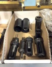 BOX WITH GLOBAL CNC BORING DRILL MACHINE BUSHING REDUCER SLEEVES, TOOL HOLDERS; 86-46Z 3/4", 3/8",