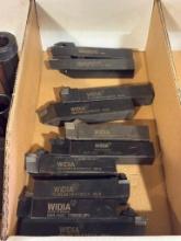 BOX WITH CLAMPING TOOL HOLDERS, MOSTLY WIDIA (2) MANCHESTER