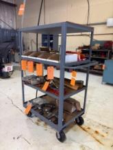 ROLLING STEEL SHOP CART, 3-TIER SHELVING, 24-1/2" X 36-1/4" X 60"H, WITH 6" CASTERS