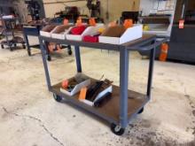 ROLLING STEEL SHOP CART, 22-1/2" X 48-1/2" X 37-3/4"H WITH HANDLE AND 6" CASTERS