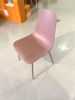 (2) DUSTY ROSE CONTEMPORARY MODERN CHAIRS, STYLE-SCANDINAVIAN, 34.5"H X 18"W X 20.5"D,