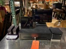 SQUARE POINT OF SALES UNIT WITH SINGLE DRAWER CASH DRAWER, MODEL A-SKU-0665 W/C-PRINT3 PRINTER