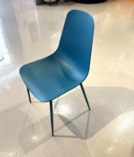 (2) TEAL BLUE CONTEMPORARY MODERN CHAIRS, STYLE-SCANDINAVIAN, 34.5"H X 18"W X 20.5"D,