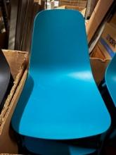(2) TEAL BLUE CONTEMPORARY MODERN CHAIRS, STYLE-SCANDINAVIAN, 34.5"H X 18"W X 20.5"D,