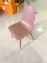 (2) DUSTY ROSE CONTEMPORARY MODERN CHAIRS, STYLE-SCANDINAVIAN, 34.5"H X 18"W X 20.5"D,
