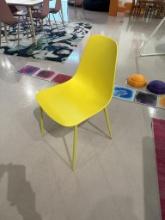 (2) YELLOW CONTEMPORARY MODERN CHAIRS, STYLE-SCANDINAVIAN, 34.5"H X 18"W X 20.5"D,